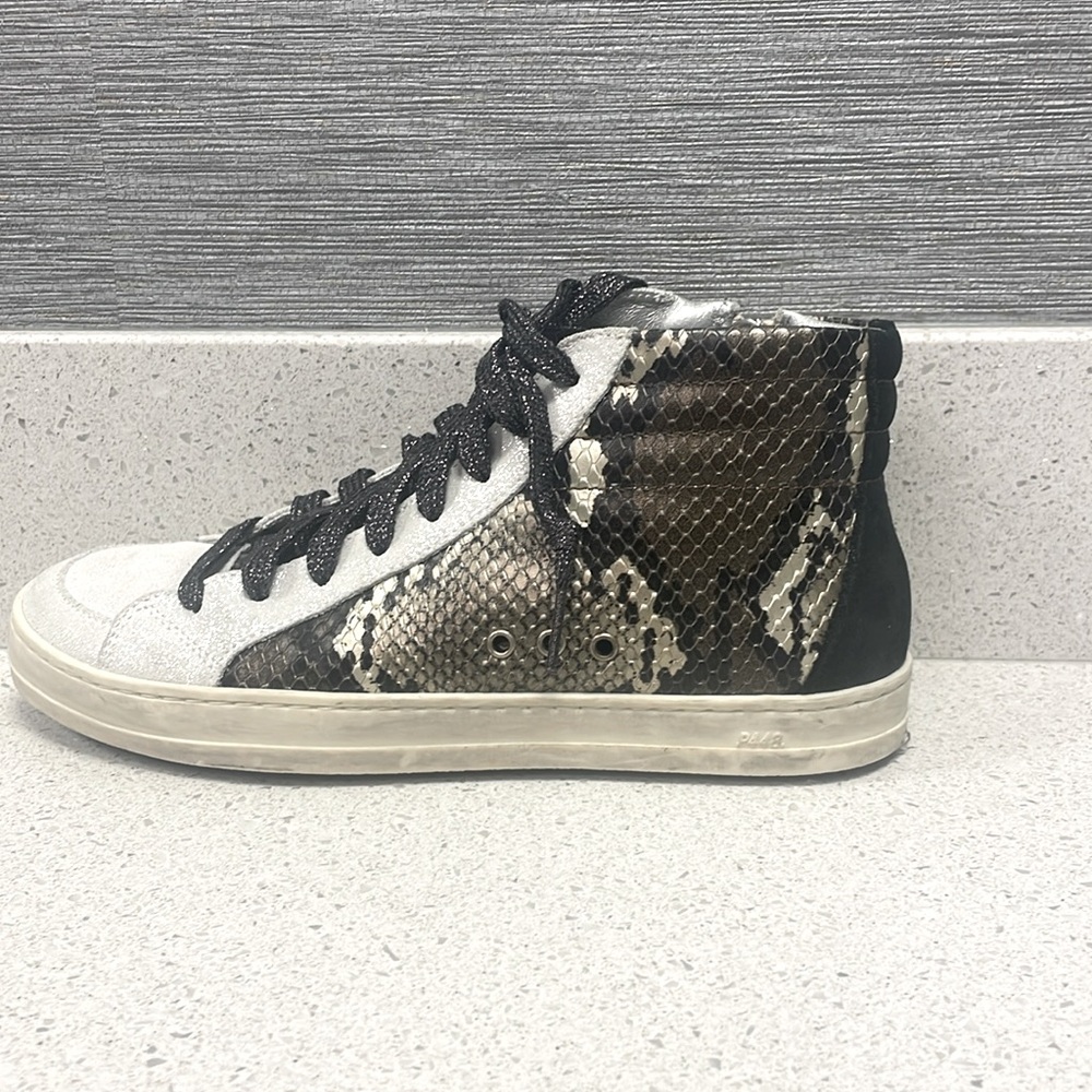 Like new P448 high top sneakers, size 7. Worn maybe twice.